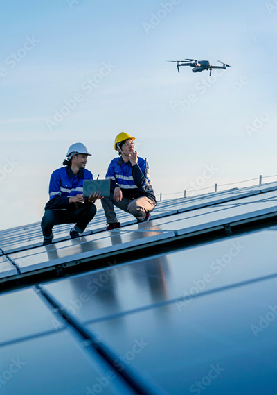 Naši zaměstnanci kontrolují solární panely